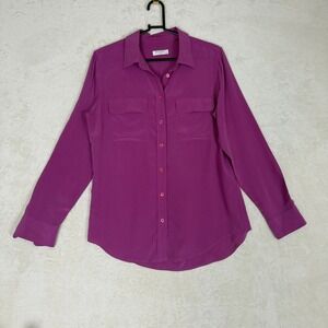 EQUIPMENT Femme Silk Button Down Shirt Purple Long Sleeve Quiet Luxury Size S